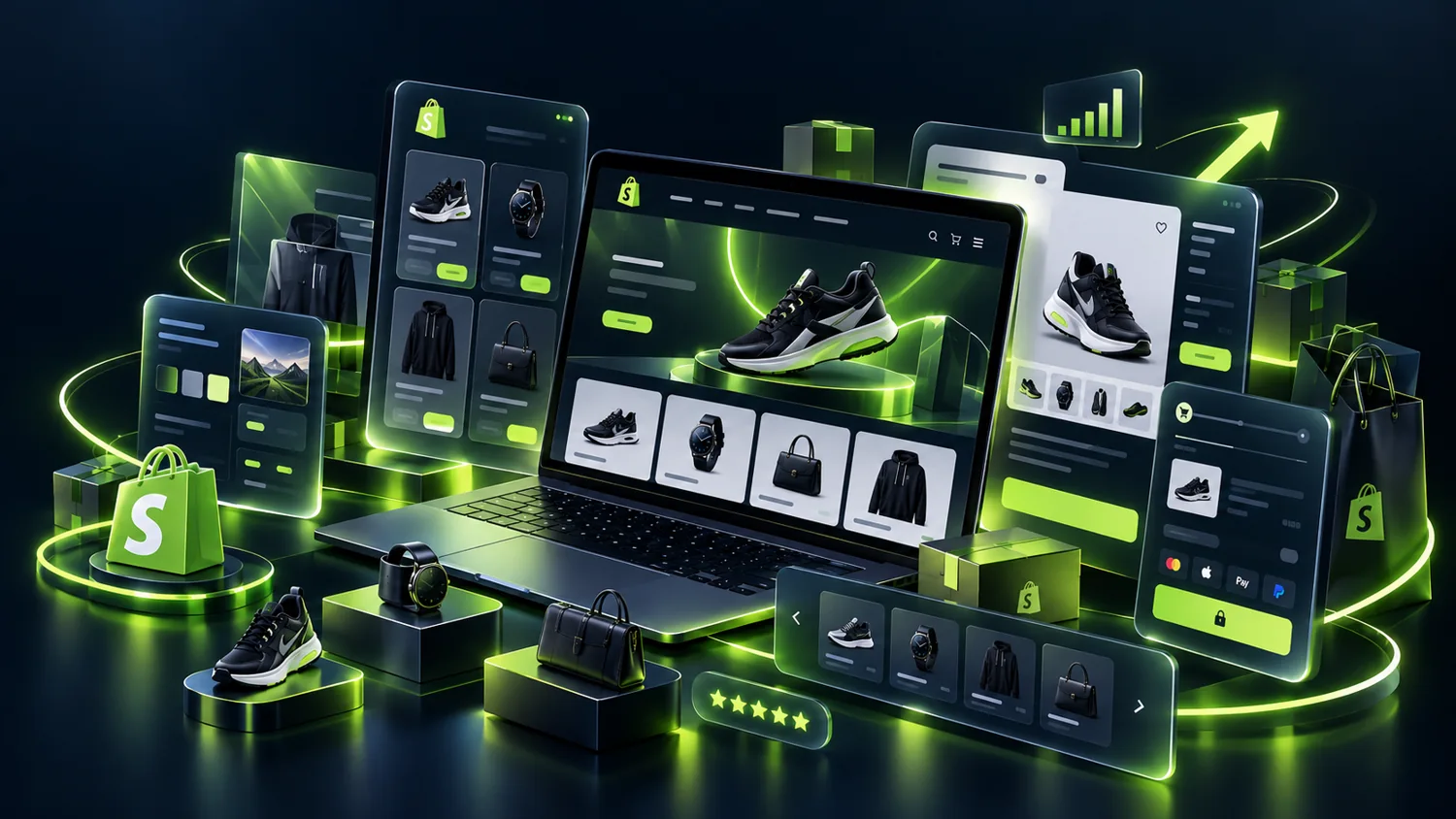 Shopify online store design and ecommerce experience illustration